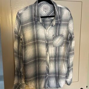 Rails Blue and White Plaid Button-Down Shirt